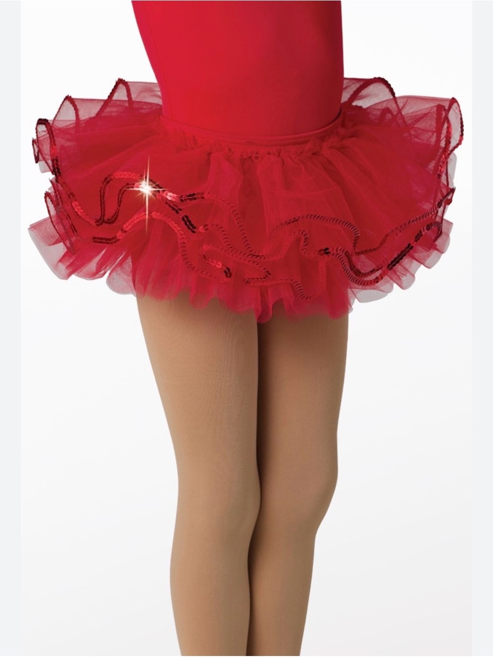 Weissman Red Tulle Dance Sequin Trim Tutu Skirt - Size: XLC